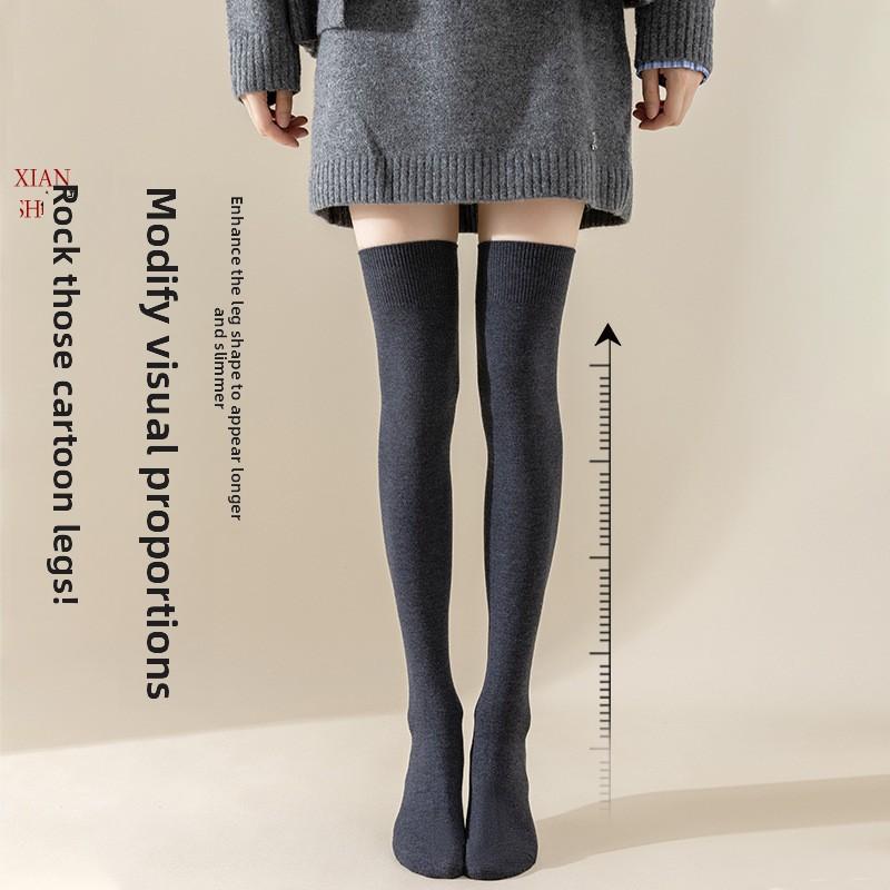 Wool Knee-high Socks for Women In Autumn and Winter, Thickened Warm Knee Protection Thigh Socks, Anti-slip and Anti-drop High Socks