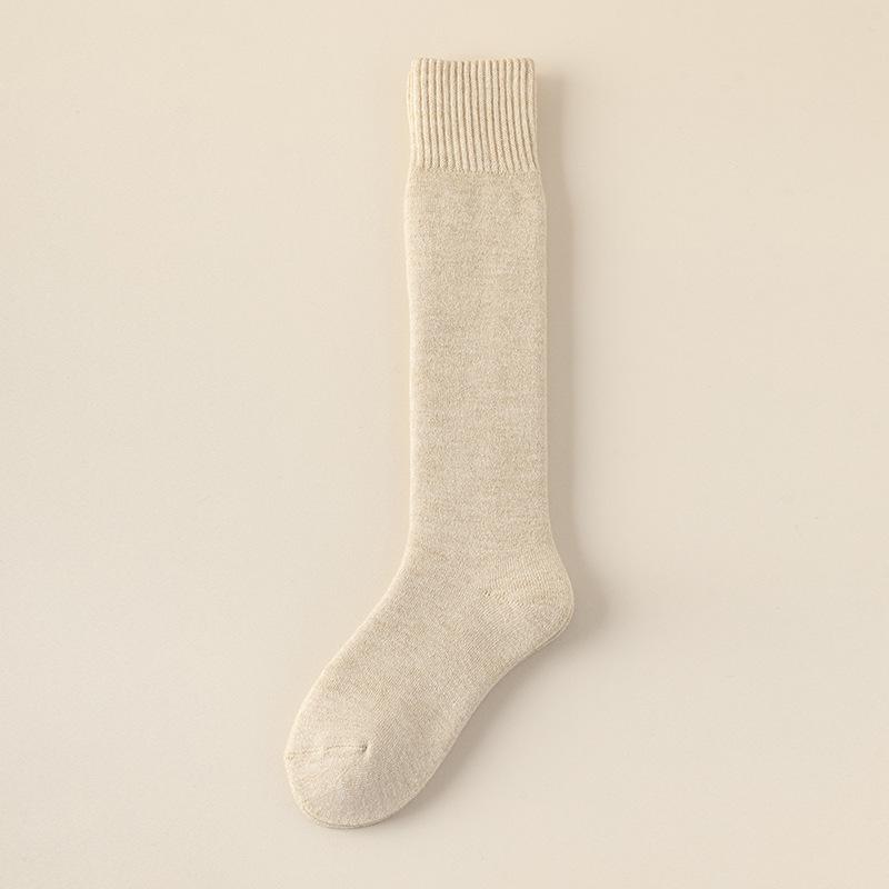 Men's Wool Knee-High Socks: Warm Fleece-Lined, Thick Terry Loop for Autumn/Winter.