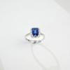 Zhou Hengfu S925 Sterling Silver Square Sapphire Ring for Women - Elegant and Stylish Design