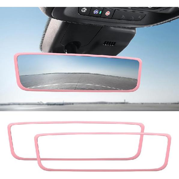 Car Rear View Mirror Protector Frame, Silicone Auto Rearview Edge Protection Cover Compatible with Model 3 Model Y, Interior Rear View Trim Frame