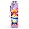 1PC Colorful Frog Cute Cartoon Print 750ml Color Plastic Sports Water Bottle Leakproof Flip Straw Lid Suitable for Sports Office Home Use
