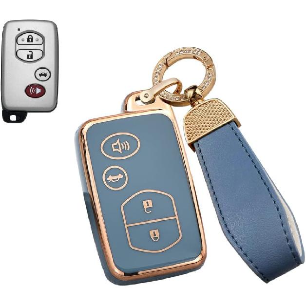

SANRILY Golden-Edge 4 Button Key Fob Cover for Toyota Camry Avalon Venza rav4 Corolla Highlander Venza 2009-2014 Keyless TPU Key Case Shell with синий