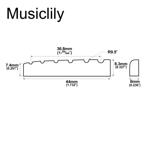 Musiclily Pro 44mm Urea Resin Plastic Pre-Grooved Nuts for Gibson-Style 6-String Les Paul Guitars, Flat Bottom, Ivory (Set of 2)