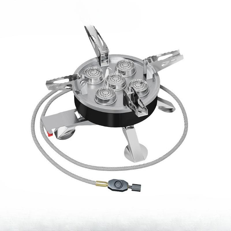 

Портативная кассетная плита с пятью головками, бытовая новая газовая плита для пикника, альпийская газовая плита, уличная жестокая пожарная печь Five-headed fierce stove