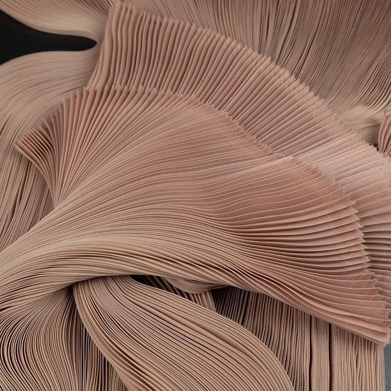 Pleated White Organza Crinkle Fabric for Evening Dress Decoration