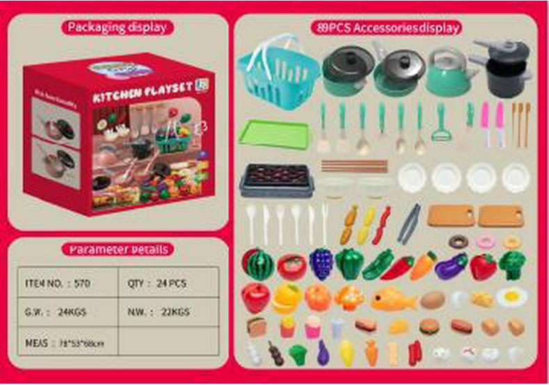 Children's Pretend Play Kitchen Set: Cooking Utensils & Cutting Fruit Toys
