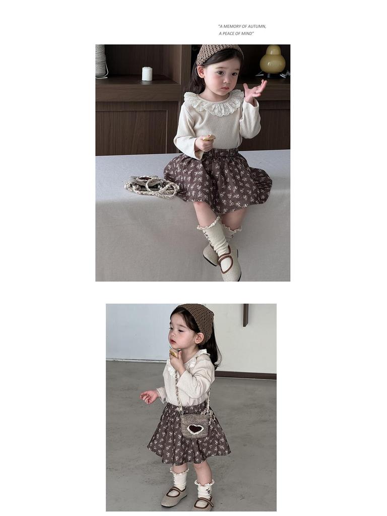 2025 Autumn Floral Doll Shirt & Skirt Set for Girls