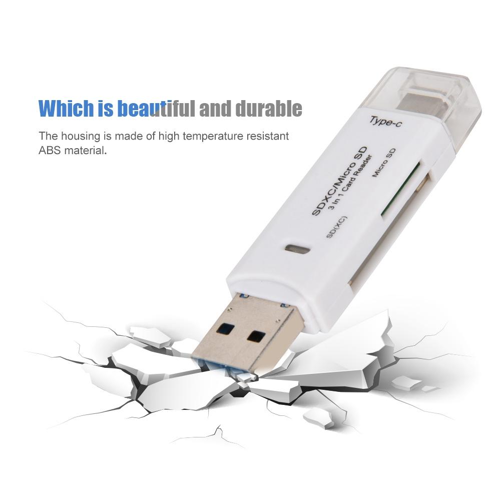 New Multifunctional 3 In 1 TypE C   USB Card Rder High Speed   (Black)