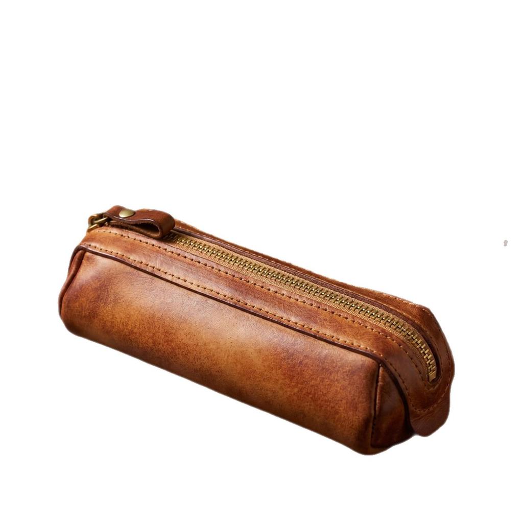 Retro Pleated Pencil Case & Coin Purse with Large Capacity and Hand-Painted European & American Design