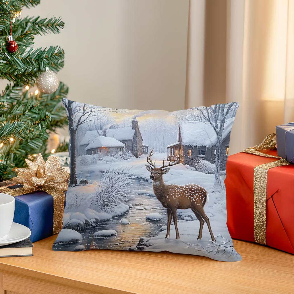 Retro Christmas style Cushions Pillowcase Polyester Cushion Cover Throw Pillow Sofa Decoration Pillowcover Home Decor