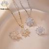 Sunflower Zircon Necklace & Earrings Set: Elegant Titanium Steel Pendant for Women
