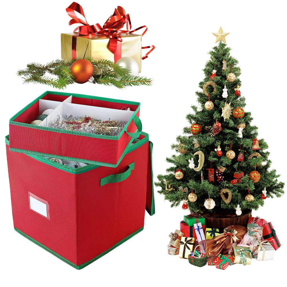 Xmas Storage Box with Adjustable Dividers Christmas Ornament Storage Box Christmas Storage Containers Fits 64 Holiday Ornaments