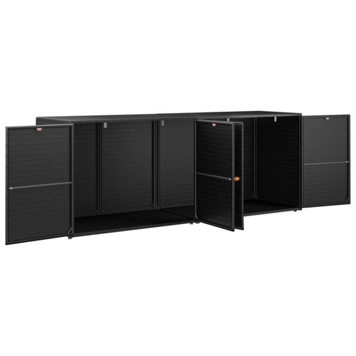 VidaXL Garden Storage Cabinet Black 198x55.5x80 Cm Wicker Resin 319870
