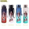 650ML Demon Slayer Water Bottle Anime Cartoon Characters Drinking Cup Portable Outdoor Sports Plastic Leak-proof Water Bottle