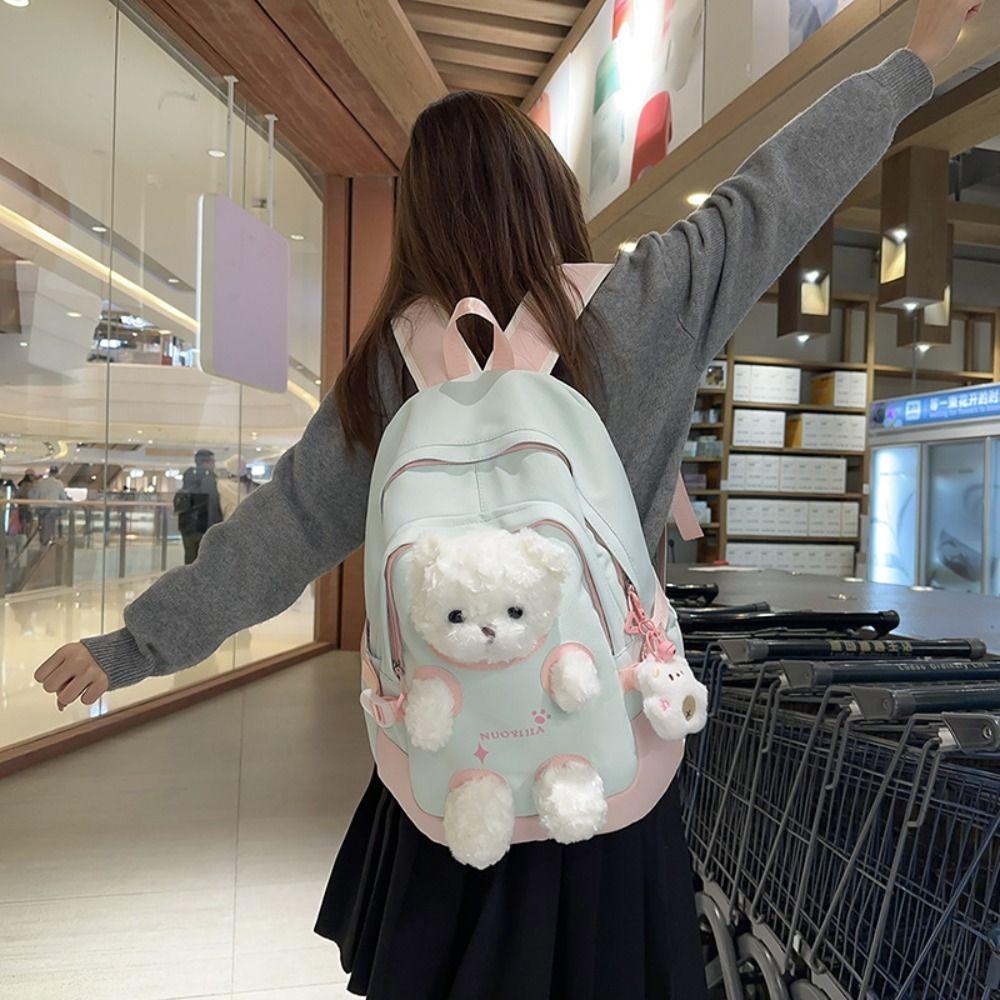 Cute Plush Bear Backpack Bear Doll Cute Schoolbag Fashion Rucksack Junior High School