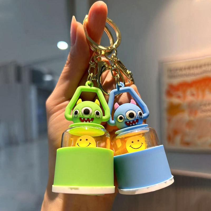 Adorable Silicone Monster Keychain Light Cute Pendant For Bags And Cars