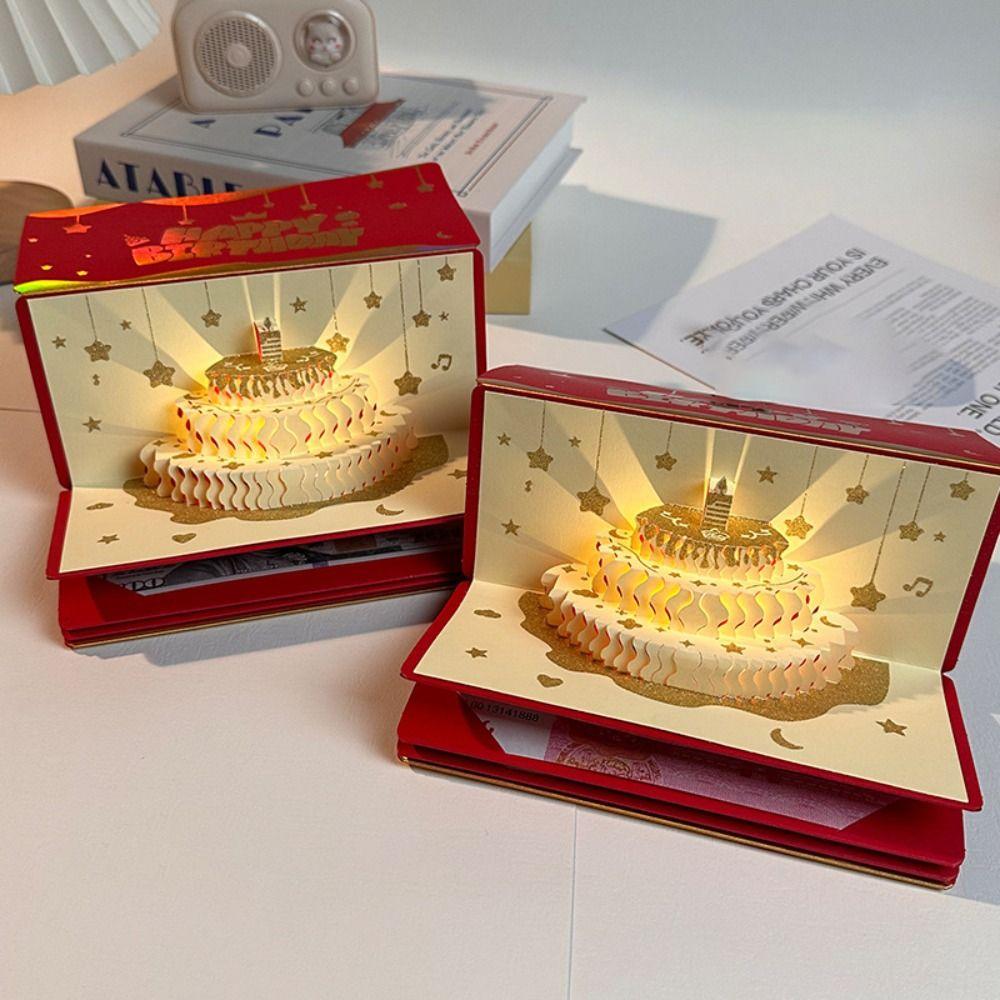 3D Pop-Up Geburtstag Roter Umschlag Grußkarte Roter Umschlag Grußkarte Überraschungsgeschenk