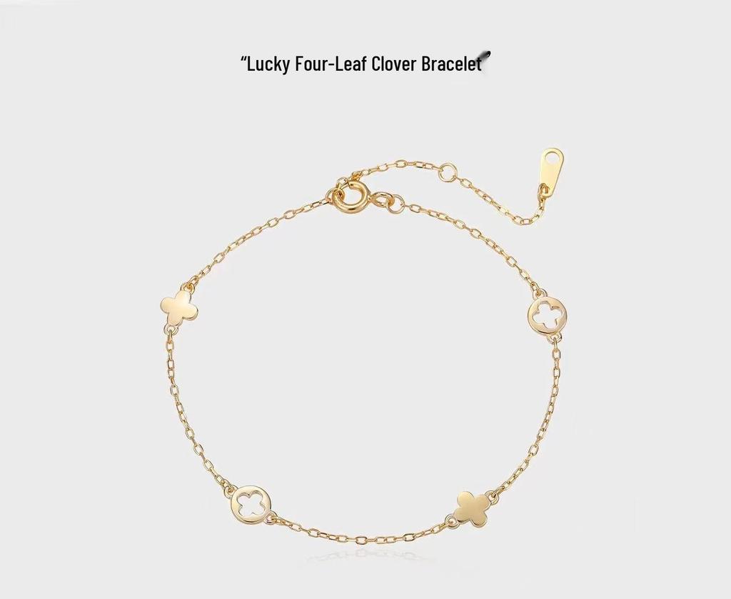Armband med fyrklöver, pläterat med äkta guld på nysilver: Elegant, Mångsidig Design för Kvinnor