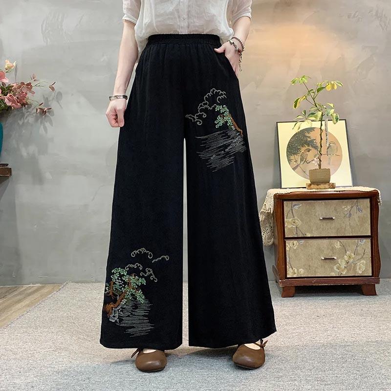 

Cotton Pants Summer Women Plus Size Loose Pajama Pants Versatile Casual High-waisted Pants XL чорний
