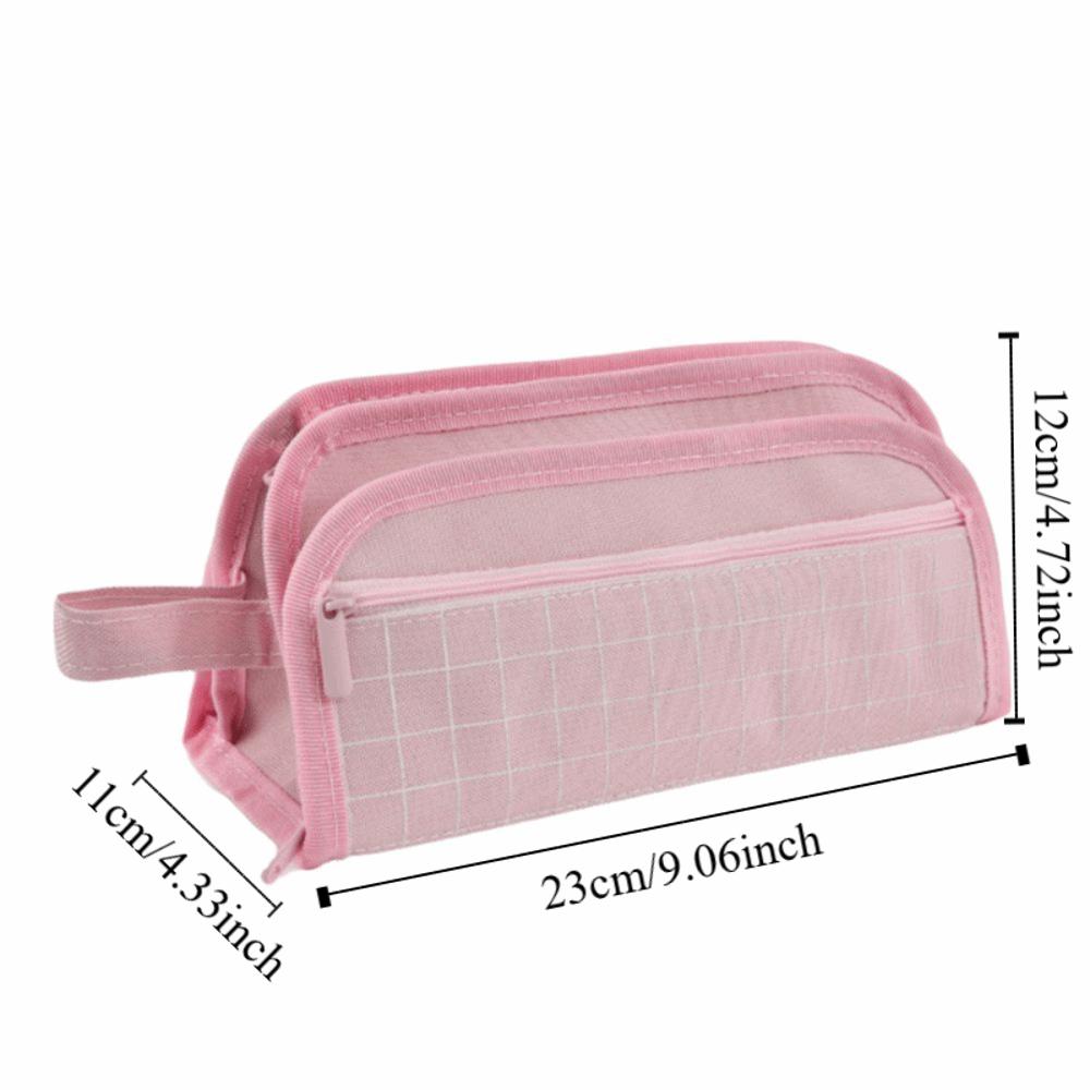 Multi-layer Pen Storage Bag Large-capacity Student Stationary Boxes Grid Pencil Case  Children
