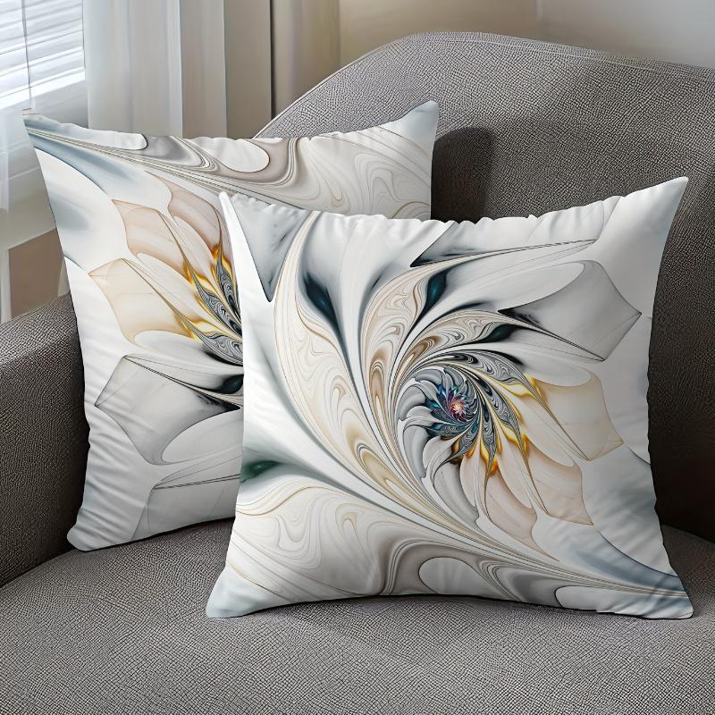 Modern Abstract Art Ink Texture Throw Pillow Covers Machine Washable Zippered Woven Polyester Contemporary Artistic Luxury Decor