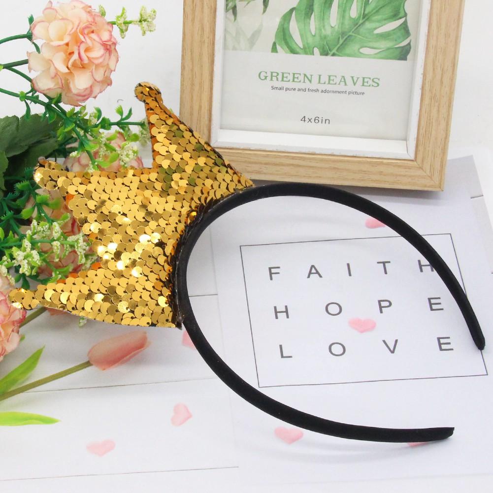 Crown Headband Sequins Hair Bands Women Girls Hair Accessories for Birthday Party Favors Hair Decoration Supplies