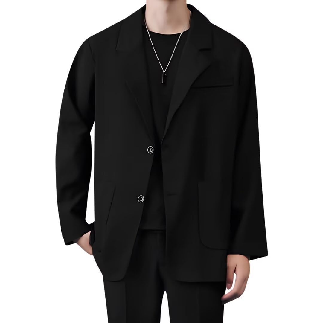 Kayiyasu Tailored Suit Plus Long Solid Men s Jacket, Blazer, Size, Two-Button Closure, Sleeve, Color, Outerwear, Commuting, Interviews, Business, чёрный