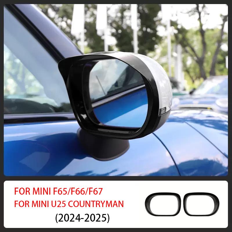 

Car Rearview Mirror Rain Eyebrow Cover Frame For Mini Cooper F65 F66 F67 U25 Countryman 2024 2025 Exterior Car Accessories чёрный