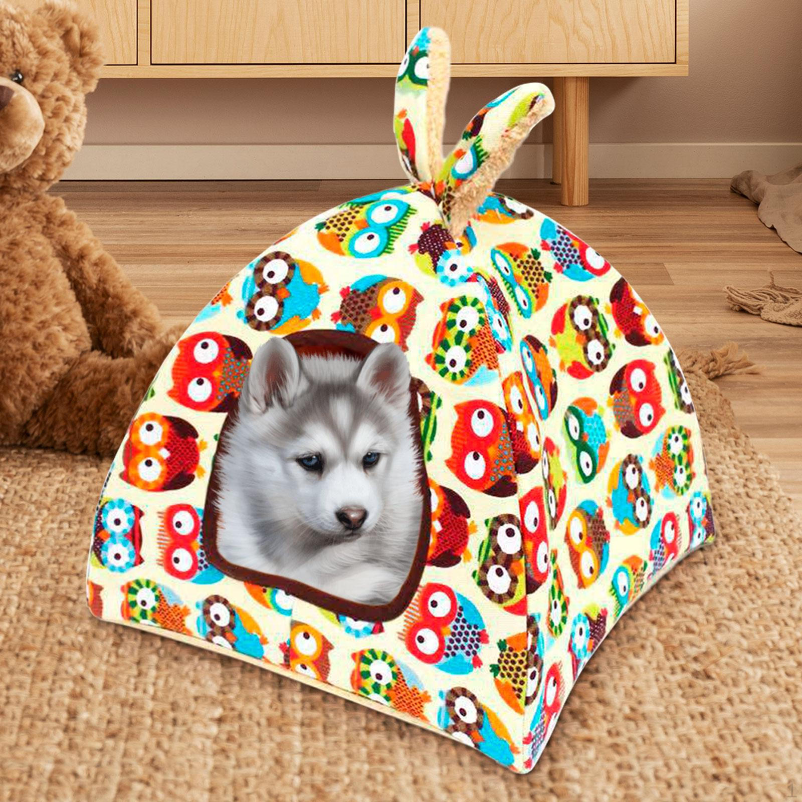 

Гніздо з подушкою для використання в приміщенні, ліжко-намет для домашніх тварин чихуахуа та померанський шпіц owl S