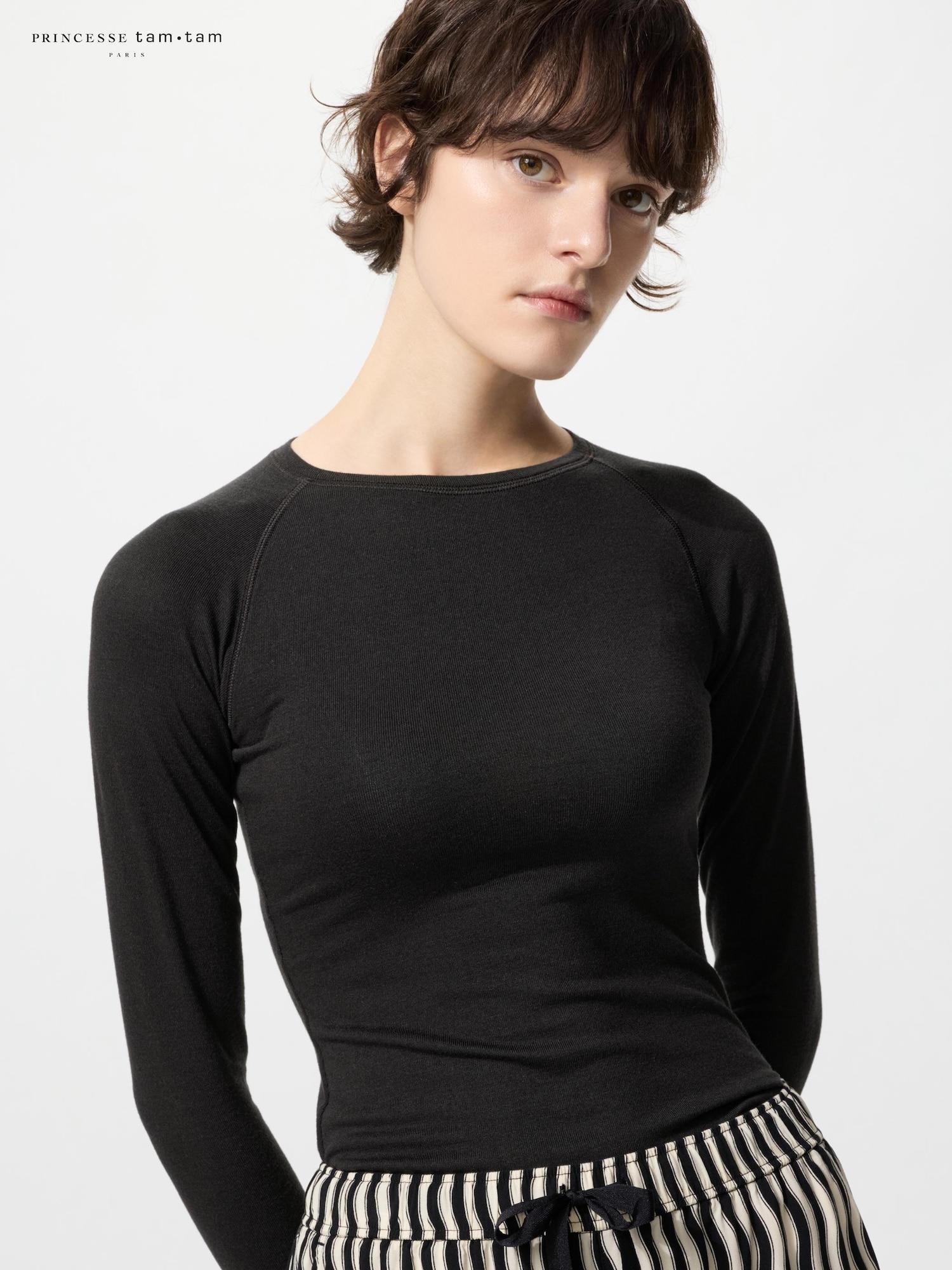 

Uniqlo UlTra Warm HeaTTech Футболка с круглым вырезом из кашемира 09 BLACK/M