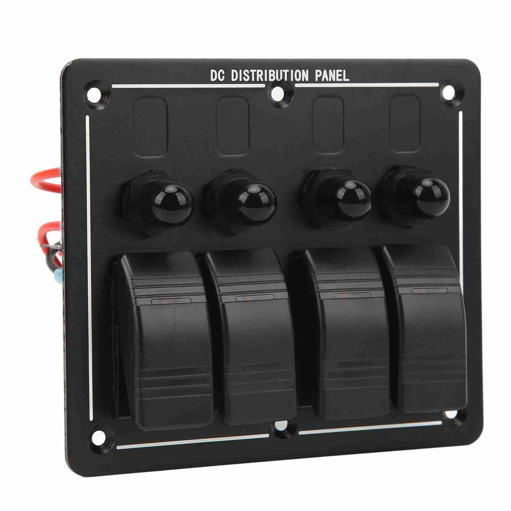 4 Gang Rocker Switch Panel 12‑24V ON Off Toggle Switch Panel IP66 Waterproof with LED Indicator for 