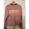 ZYLLO American Retro Fashion Street Round Neck Letter Printed Striped Shirt Y2K Casual Harajuku Loose Long-sleeved T-shirts
