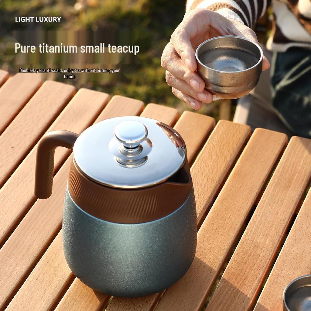 Large Capacity Titanium Teapot with Tea Leaf Separator and Thermos Flask Function