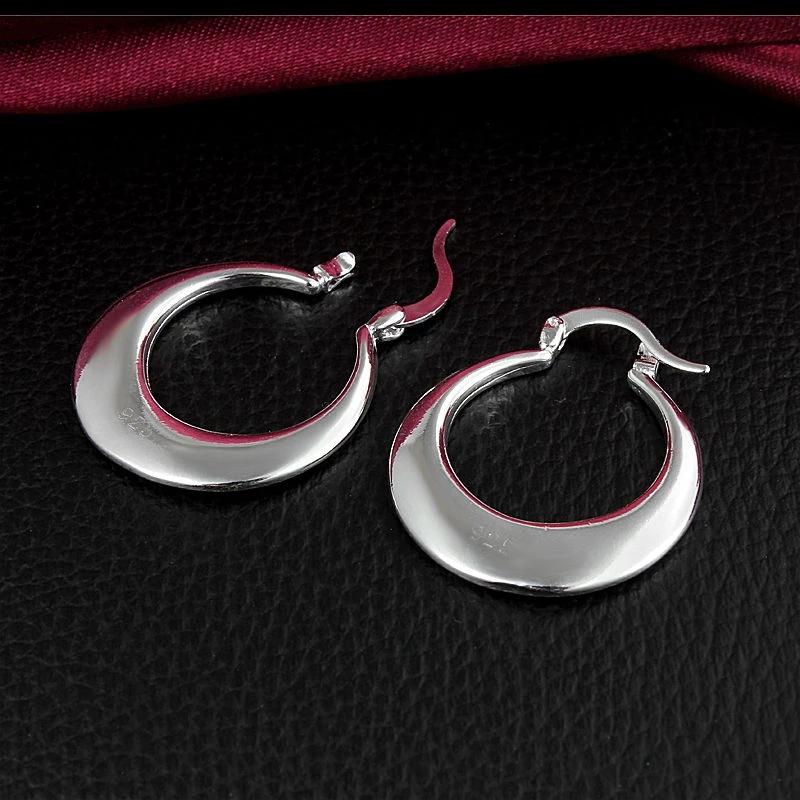 Elegant 3cm 925 Sterling Silver round Creativity Crescent hoop Earrings for Women 18K gold plated Pretty Gift Popular Jewelry