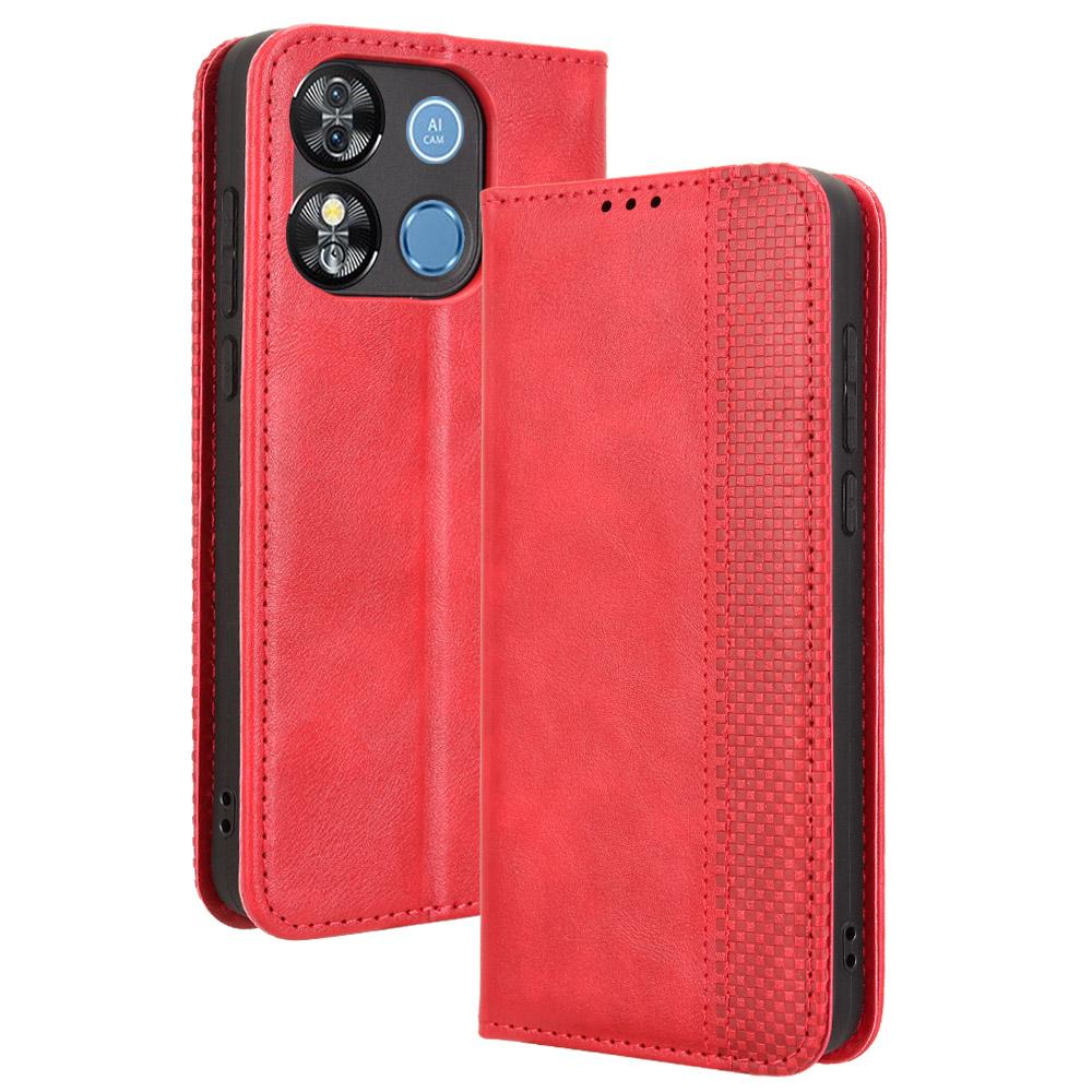 For Oukitel C57 Pro/C57s Leather Case Wallet Stand Retro Texture Phone Cover