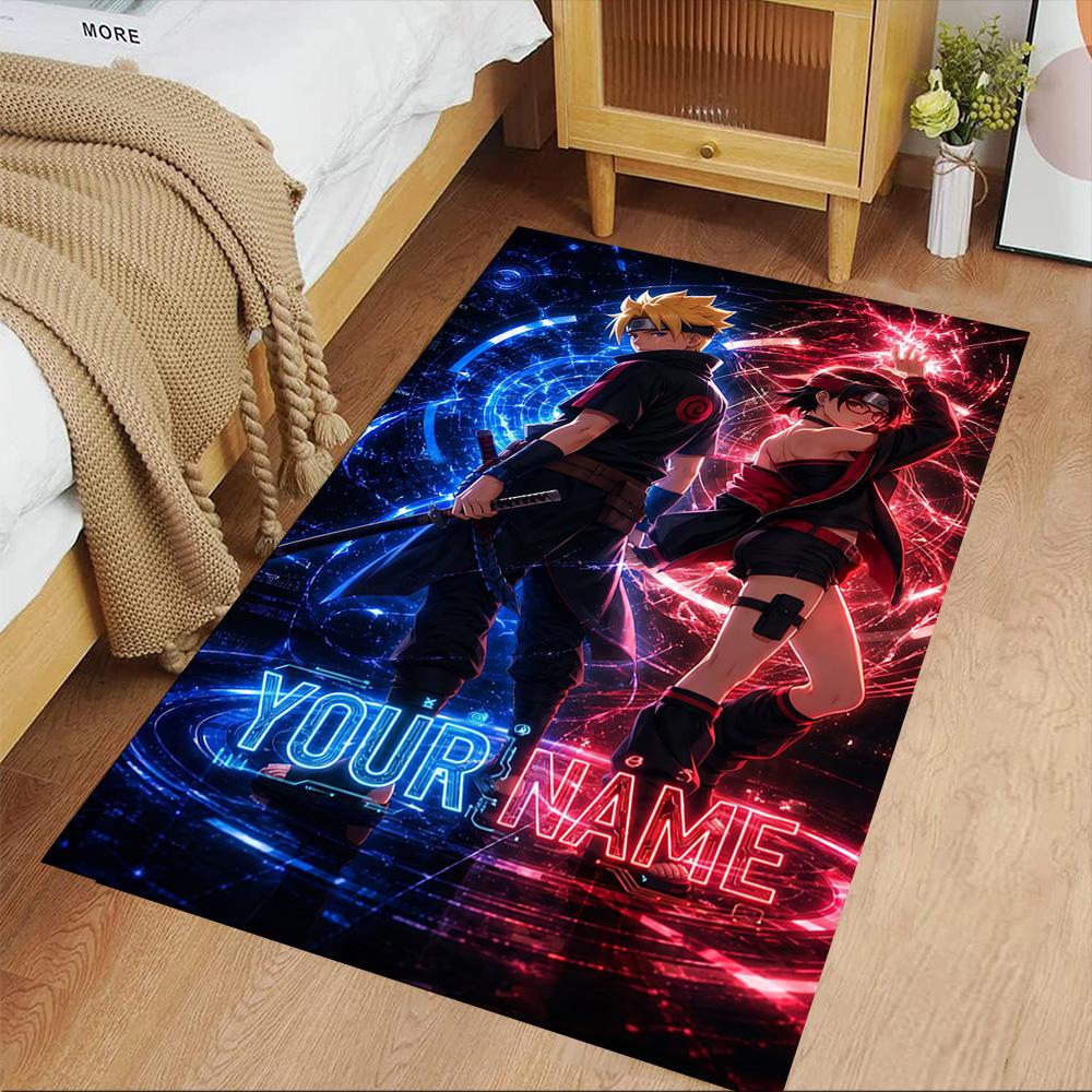 Naruto Character Customize Your Name Floor Rug Office Rug Design for Dining Room Bedrooms Playrooms Dormitory Anti-slip Rug Office Home Decor