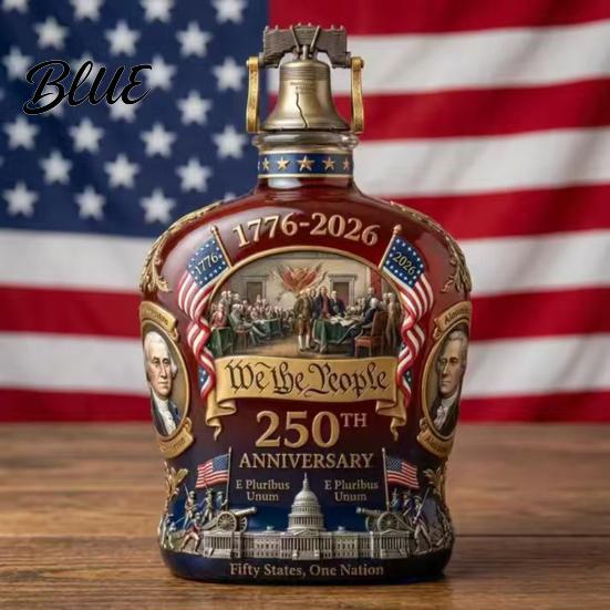 Decorative Mantelpiece Wine Bottle 250th Anniversary Commemorative Set Glass Patriotic Spirit Decanters for Celebrations Souvenir Collectibles
