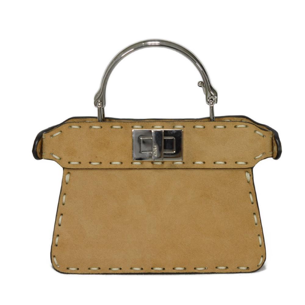 Used 11491 Peekaboo I See You Micro 7AS106 7922 Snake 2-Way Shoulder Bag, Excellent Condition, Selleria Suede Brown,