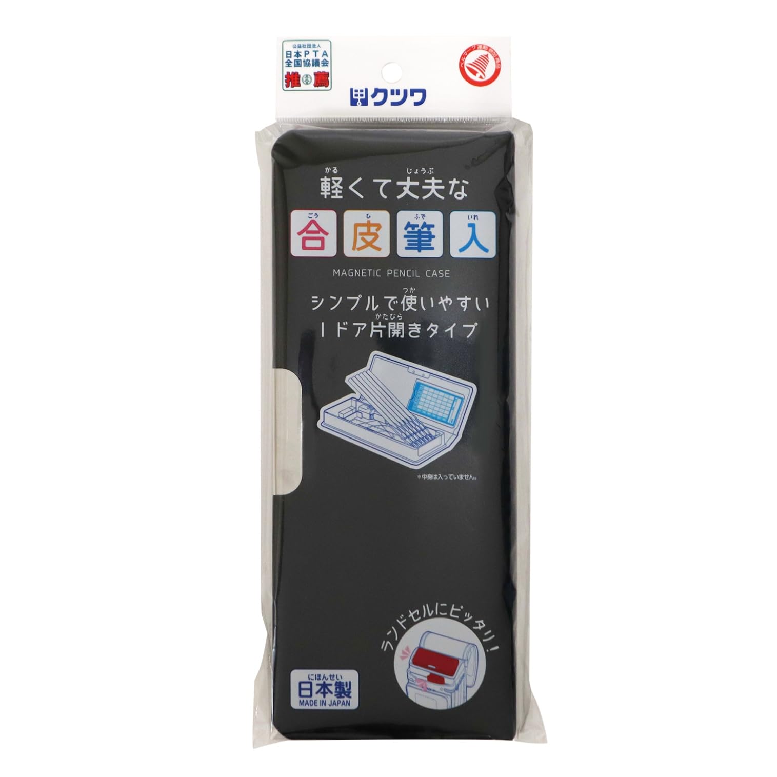 

Kutsuwa CB302BK Пенал из синтетической кожи на 1 карандаш, черный, с дверцей, чёрный