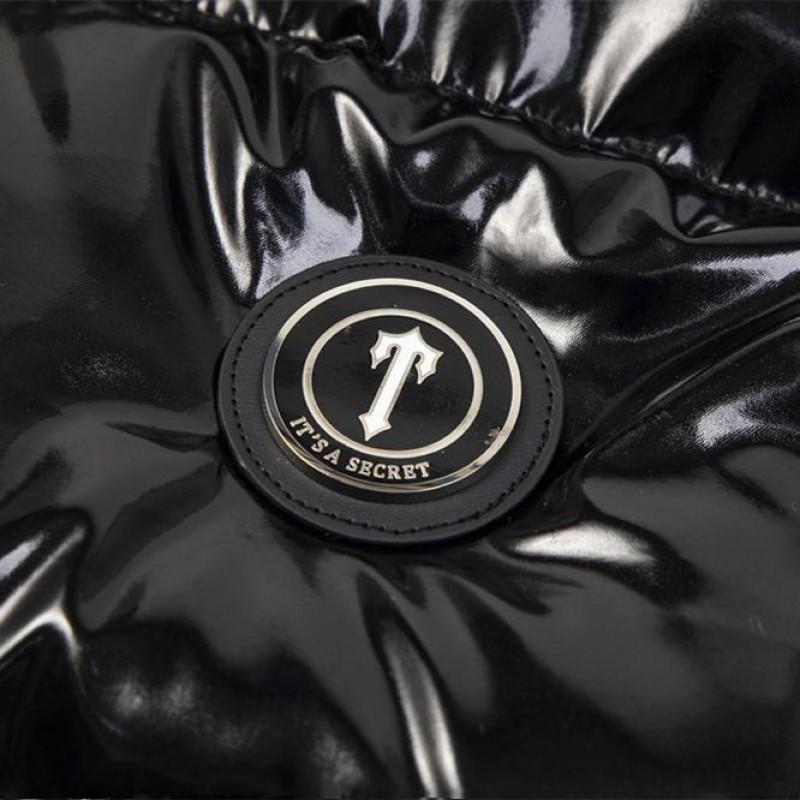 Trapstar Winter Shiny PU Puffer Jacket Hooded Cotton Coat Streetwear Youth