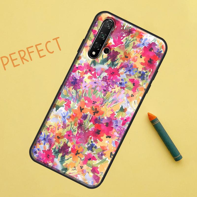 Colourful Flower Painting Art For Huawei Nova Y91 Y70 Y72 Y73 Y60 Y90 Y61 8i 7i 11i 12i 12s 9 10 SE P20 P30 P40 Lite Case