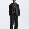 Zara Short Collar Casual Long Sleeve Trench Coat Men Coats Black 0706510-800