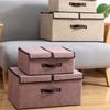 Stylish Cotton Linen Underwear Box Storage Container with Covers for Bedroom