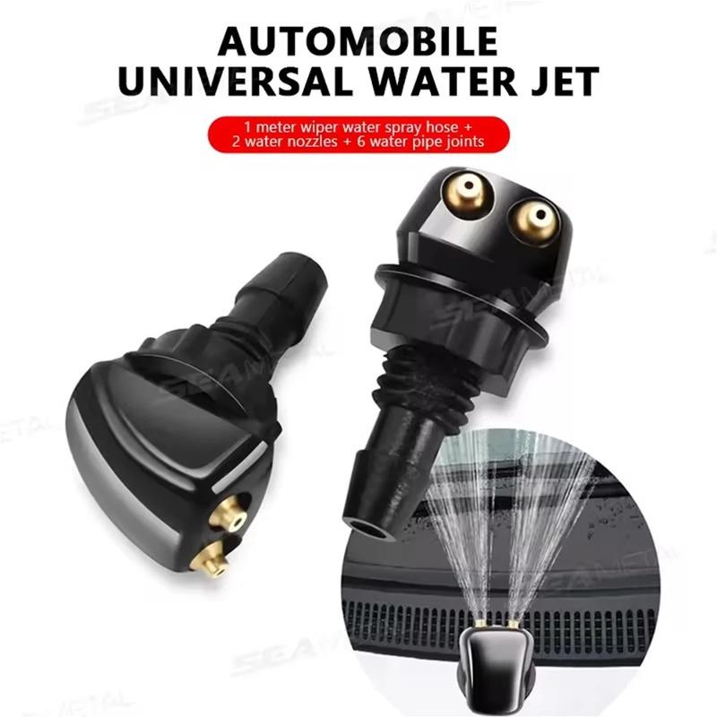 2PCS Car Windshield Wiper Washer Spray Nozzle Fits Most Car Models Car Dual Holes Windshield Washer Nozzle Water Spray