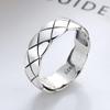 Verstellbarer Herrenring aus S925 Sterlingsilber mit Rautenmuster, Retro