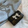 A New Fashionable Mini Square Bag, Hardware Bow Decoration, Flap Opening, Metal Double Chain, Small Capacity Lightweight Minimalist Crossbody Bag