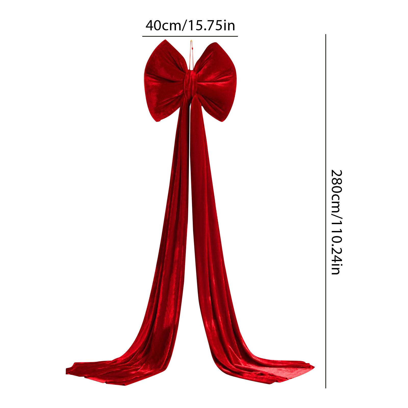 Extra-large Christmas Bow Luxurious Red Bow Christmas Tree Bow Flocked For Christmas Tree Doorway Decorations Holiday 40x280cm