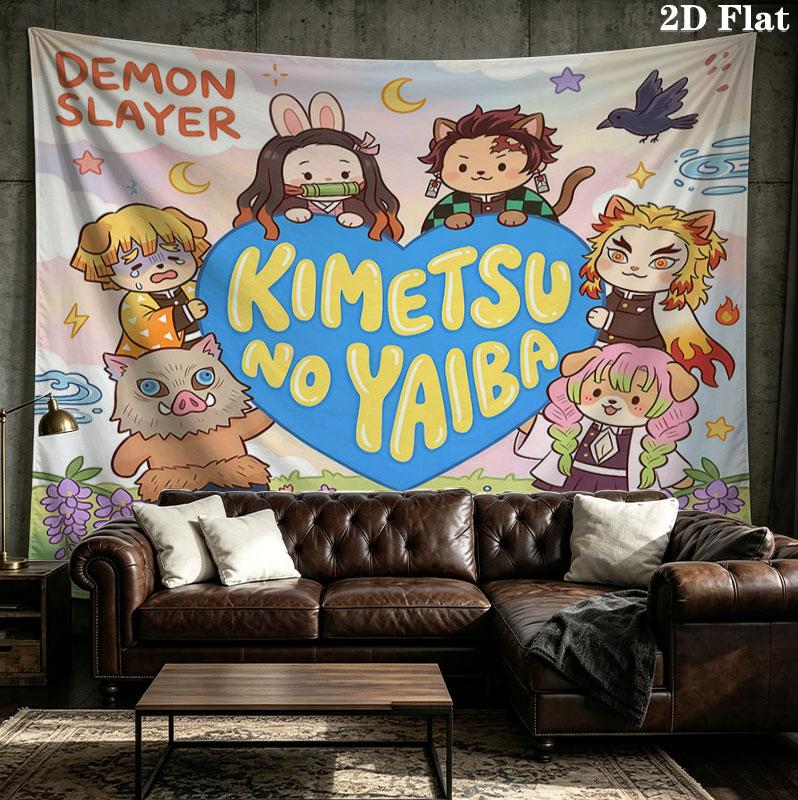 Arazzo da Parete Demon Slayer Appeso Estetico alla Parete Coperta in Tessuto Stampato Arazzi Decorativi per Camera da Letto Soggiorno Decorazione per la Casa
