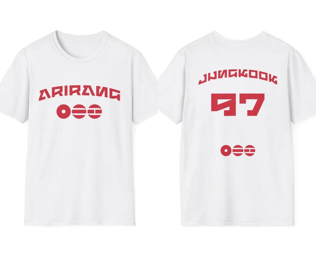 2026 Summer Unisex BTS World Tour Arirang Fan Merch Jungkook Jimin V RM Suga Jin J hope Name Print Cotton T-shirt
