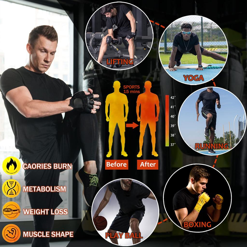 Sauna Shirt for Men Short Sleeve Sauna Suit Hot Polymer Sweat Body Shaper Waist Trainer Vest Gym Exercise Slimming T-Shirt Workout Top Shapewear
